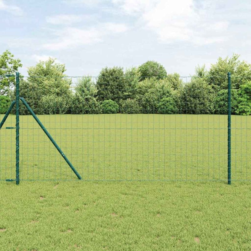 Clôture avec poteau Vert 1,2 x 25 m Acier 528032528032