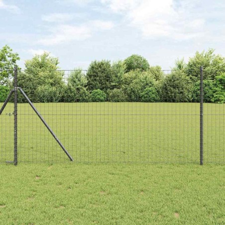Clôture avec poteau Gris 1,4 x 10 m Acier et PVC 528042528042
