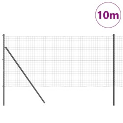 Clôture avec poteau Gris 1,4 x 10 m Acier et PVC 528042528042