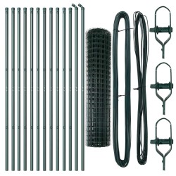 Clôture avec poteau Vert 1 x 25 m Acier 528048528048
