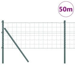 Clôture avec poteau Vert 0,4 x 50 m Acier et PVC 528051528051