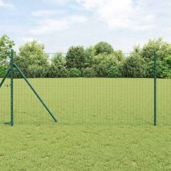 Clôture avec poteau Vert 1,2 x 25 m Acier et PVC 528053528053