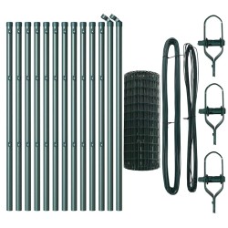 Clôture avec poteau Vert 0,4 x 25 m Acier et PVC 528059528059