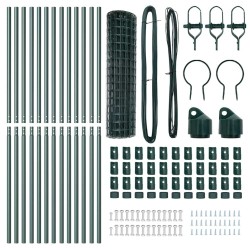 Clôture avec poteau Vert 1 x 25 m Acier et PVC 528062528062