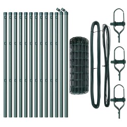 Clôture avec poteau Vert 0,4 x 25 m Acier et PVC 528064528064