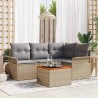 Ensemble de canapé de jardin avec coussin 5 pcs Beige polyrotin 528065528065
