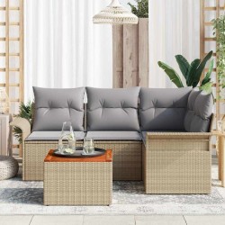 Ensemble de canapé de jardin avec coussin 5 pcs Beige polyrotin 528065528065