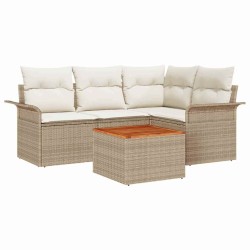 Ensemble de canapé de jardin avec coussin 5 pcs Beige polyrotin 528066528066