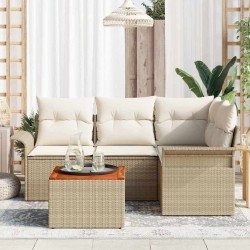 Ensemble de canapé de jardin avec coussin 5 pcs Beige polyrotin 528066528066