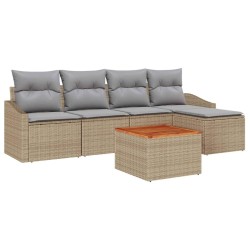 Ensemble de canapé de jardin avec coussin 6 pcs Beige polyrotin 528067528067