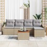 Ensemble de canapé de jardin avec coussin 6 pcs Beige polyrotin 528067528067