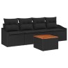 Ensemble de canapé de jardin avec coussin 5 pcs Noir polyrotin 528068528068