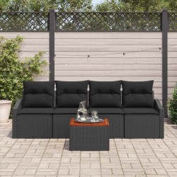 Ensemble de canapé de jardin avec coussin 5 pcs Noir polyrotin 528068528068