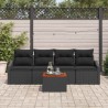 Ensemble de canapé de jardin avec coussin 5 pcs Noir polyrotin 528068528068