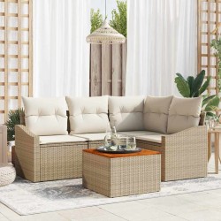 Ensemble de canapé de jardin avec coussin 5 pcs Beige polyrotin 528069528069