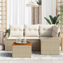 Ensemble de canapé de jardin avec coussin 5 pcs Beige polyrotin 528069528069