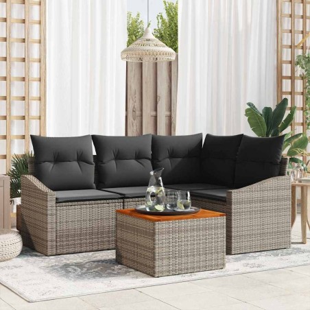Ensemble de canapé de jardin avec coussin 5 pcs Gris polyrotin 528070528070