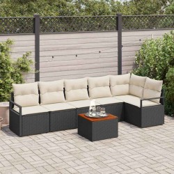 Ensemble de canapé de jardin avec coussin 7 pcs Noir polyrotin 528071528071