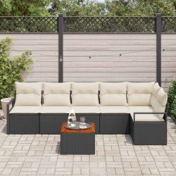 Ensemble de canapé de jardin avec coussin 7 pcs Noir polyrotin 528071528071