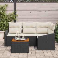 Ensemble de canapé de jardin avec coussin 5 pcs Noir polyrotin 528072528072