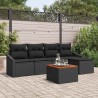 Ensemble de canapé de jardin avec coussin 6 pcs Noir polyrotin 528073528073