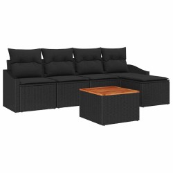 Ensemble de canapé de jardin avec coussin 6 pcs Noir polyrotin 528073528073