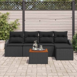 Ensemble de canapé de jardin avec coussin 6 pcs Noir polyrotin 528073528073