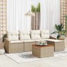 Ensemble de canapé de jardin avec coussin 6 pcs Beige polyrotin 528074528074