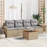 Ensemble de canapé de jardin avec coussin 5 pcs Beige polyrotin 528075528075