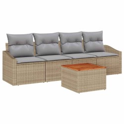 Ensemble de canapé de jardin avec coussin 5 pcs Beige polyrotin 528075528075