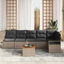 Ensemble de canapé de jardin avec coussin 7 pcs Gris polyrotin 528076528076