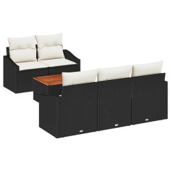 Ensemble de canapé de jardin avec coussin 6 pcs Noir polyrotin 528077528077