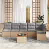Ensemble de canapé de jardin avec coussin 7 pcs Beige polyrotin 528078528078