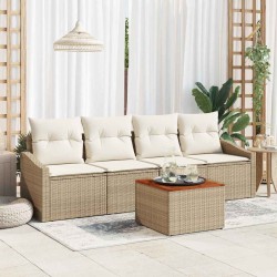 Ensemble de canapé de jardin avec coussin 5 pcs Beige polyrotin 528079528079