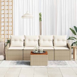 Ensemble de canapé de jardin avec coussin 5 pcs Beige polyrotin 528079528079