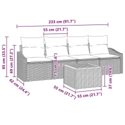Ensemble de canapé de jardin avec coussin 5 pcs Beige polyrotin 528079528079