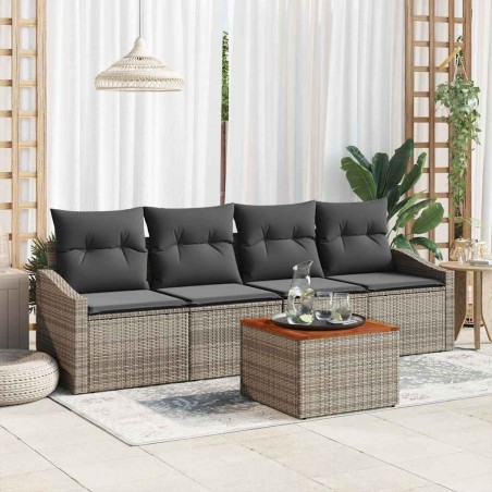Ensemble de canapé de jardin avec coussin 5 pcs Gris polyrotin 528080528080