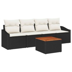 Ensemble de canapé de jardin avec coussin 5 pcs Noir polyrotin 528081528081