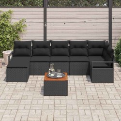 Ensemble de canapé de jardin avec coussin 8 pcs Noir polyrotin 528082528082