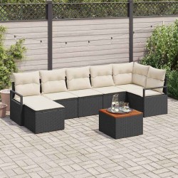 Ensemble de canapé de jardin avec coussin 8 pcs Noir polyrotin 528083528083