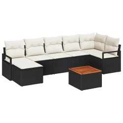 Ensemble de canapé de jardin avec coussin 8 pcs Noir polyrotin 528083528083