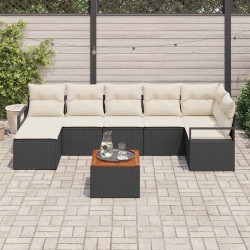 Ensemble de canapé de jardin avec coussin 8 pcs Noir polyrotin 528083528083