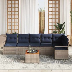 Ensemble de canapé de jardin avec coussin 7 pcs Gris polyrotin 528084528084