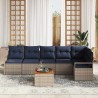 Ensemble de canapé de jardin avec coussin 7 pcs Gris polyrotin 528084528084