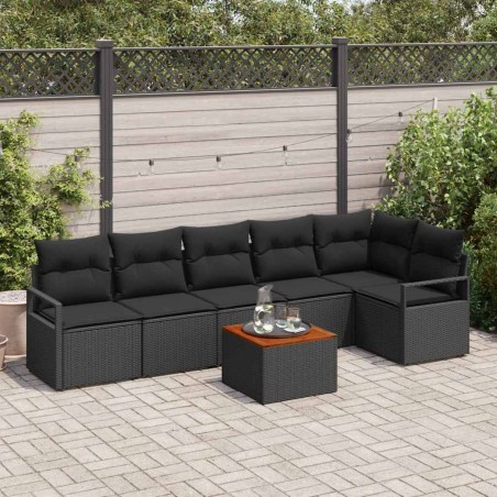 Ensemble de canapé de jardin avec coussin 7 pcs Noir polyrotin 528085528085