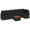 Ensemble de canapé de jardin avec coussin 7 pcs Noir polyrotin 528085528085