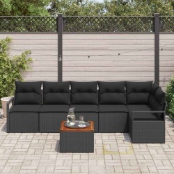 Ensemble de canapé de jardin avec coussin 7 pcs Noir polyrotin 528085528085