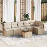 Ensemble de canapé de jardin avec coussin 7 pcs Beige polyrotin 528086528086