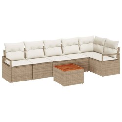 Ensemble de canapé de jardin avec coussin 7 pcs Beige polyrotin 528086528086