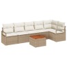 Ensemble de canapé de jardin avec coussin 7 pcs Beige polyrotin 528086528086